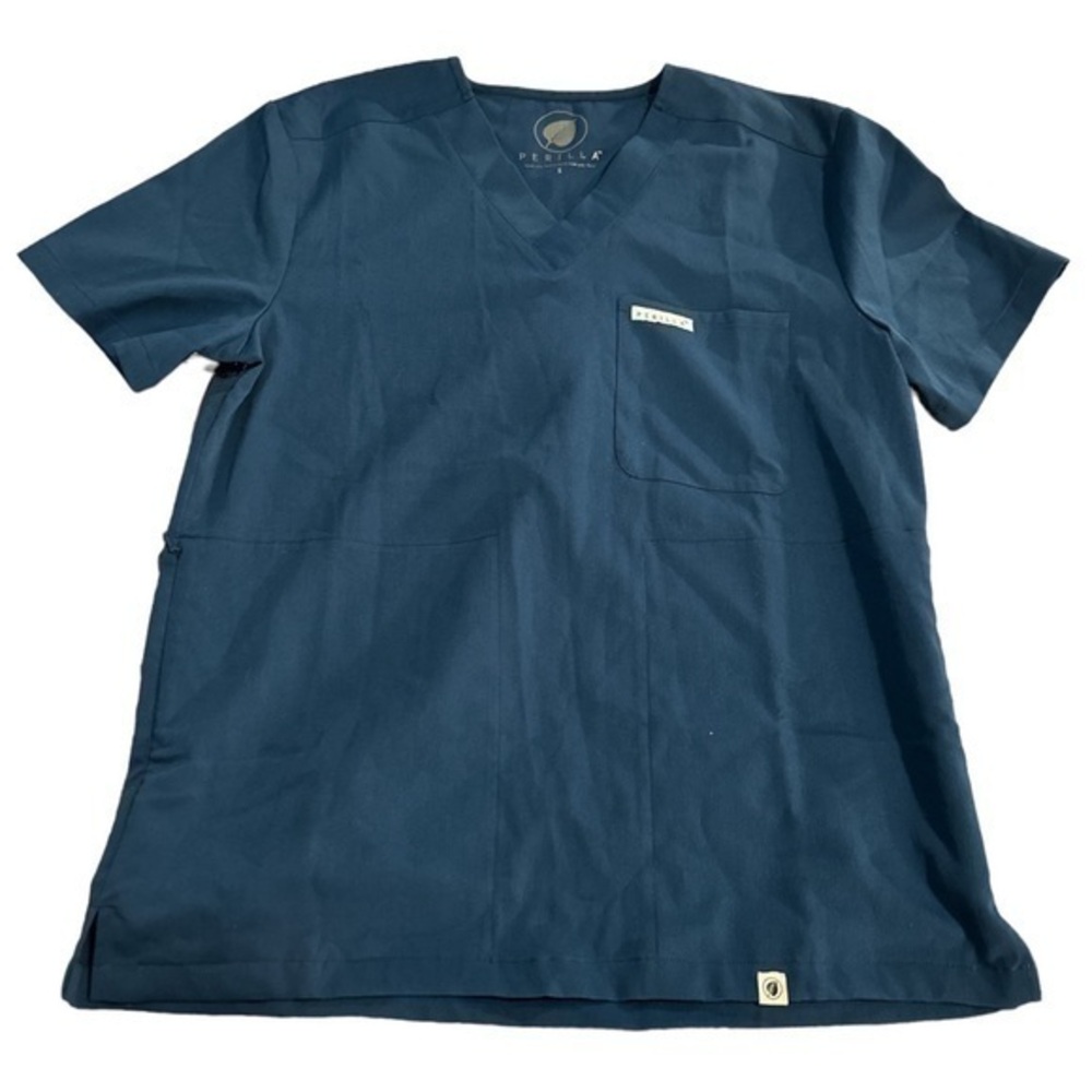 Perilla Dark Blue Scrub Top Hospital Medical Nurse Doctor Size Med NWT #6668